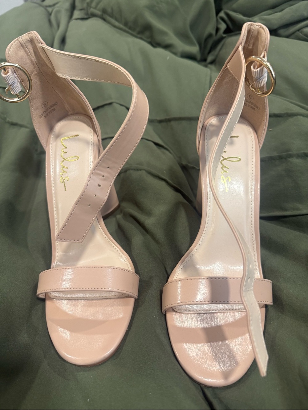 Lulu's Blush Ankle-Strap Block Heel Sandals